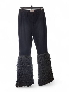 Aphrodite Blue Jean Denim With Fringe Legs
